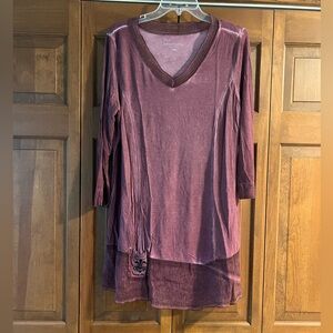 Soft Surroundings Burgundy V-Neck Tunic